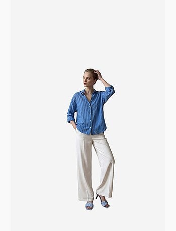 Mi moda camisa de popelina a rayas con botones my fashion