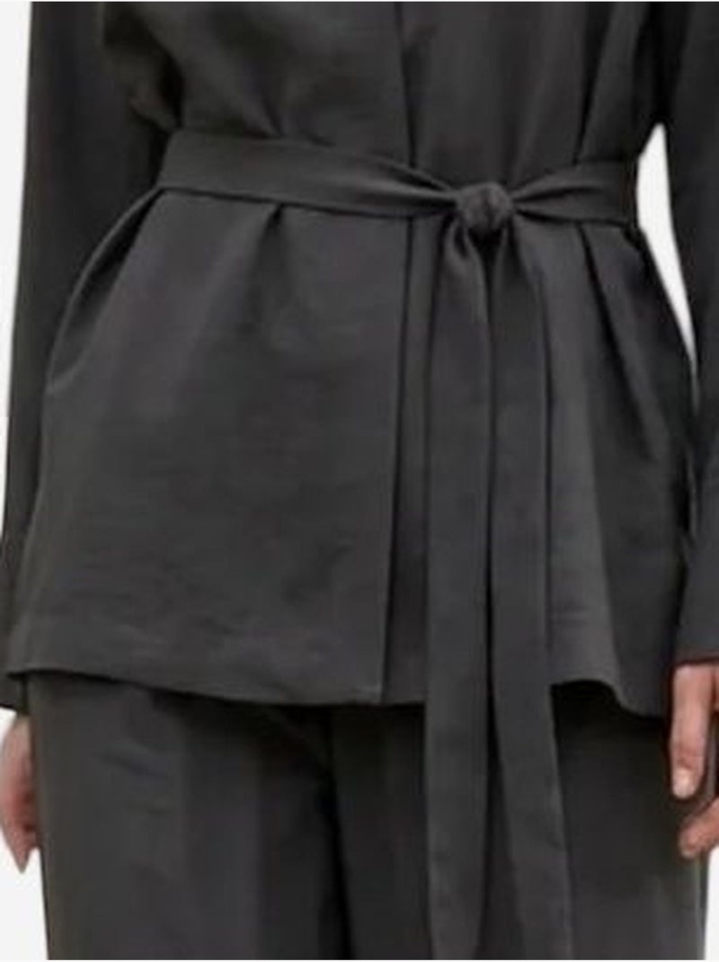 Mi moda conjunto de dos piezas con cuello en v y manga larga con cinturón my fashion Gris negro - Kiabi