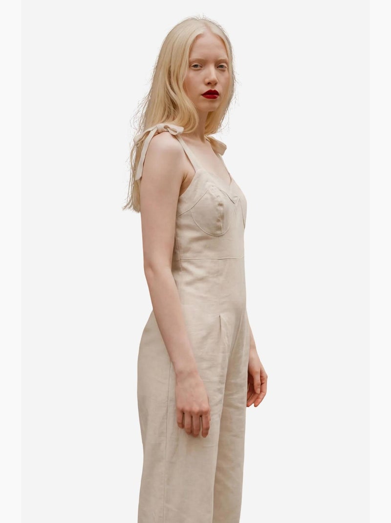 Mi moda mono sin mangas de mezcla de lino con cremallera my fashion Beige arcilla - Kiabi