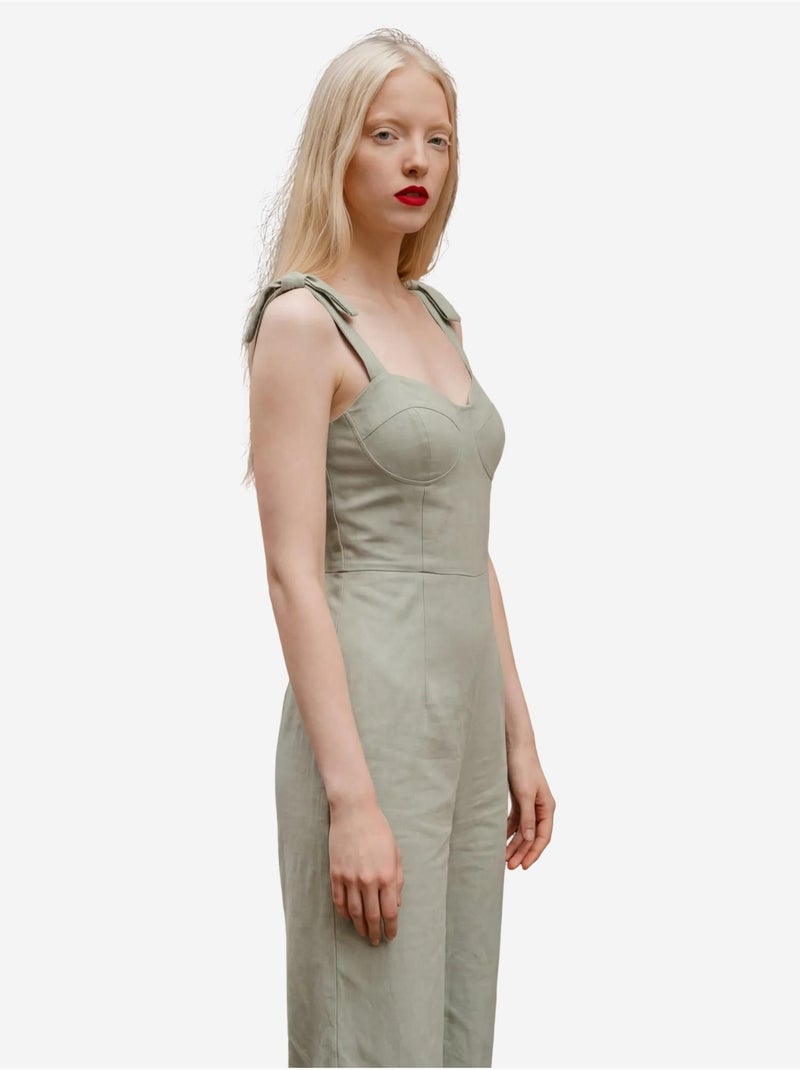 Mi moda mono sin mangas de mezcla de lino con cremallera my fashion Verde menta - Kiabi