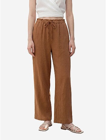 Mi moda pantalones de pierna recta con cintura elástica my fashion