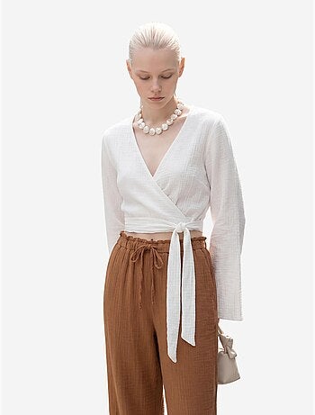 Mi moda pantalones de pierna recta con cintura elástica my fashion