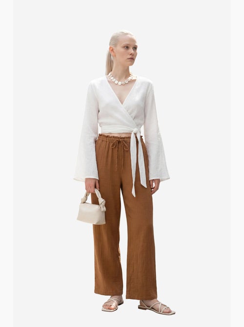 Mi moda pantalones de pierna recta con cintura elástica my fashion - Kiabi Mi moda pantalones de pierna recta con cintura elástica my fashion - Kiabi