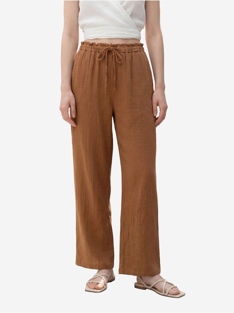 Mi moda pantalones de pierna recta con cintura elástica my fashion Marrón claro - Kiabi