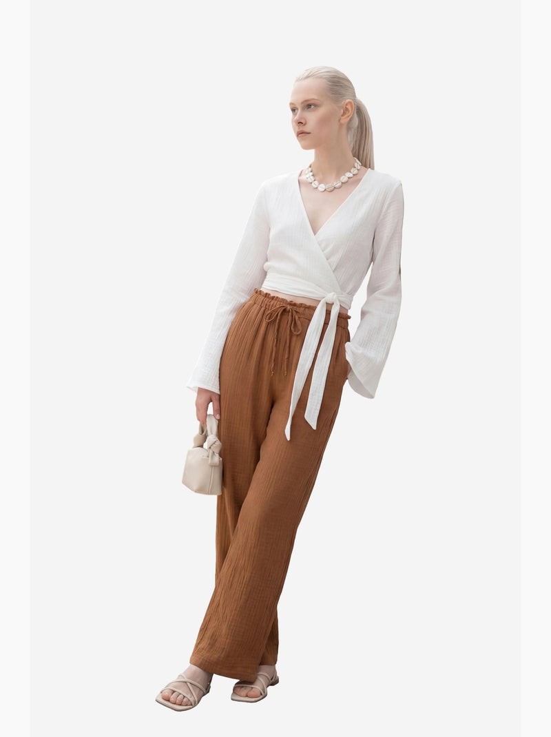 Mi moda pantalones de pierna recta con cintura elástica my fashion Marrón claro - Kiabi