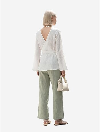 Mi moda pantalones de pierna recta con cintura elástica my fashion