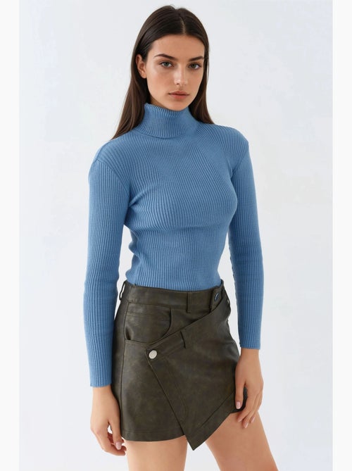 Mi moda suéter ajustado de cuello alto texturizado my fashion - Kiabi Mi moda suéter ajustado de cuello alto texturizado my fashion - Kiabi