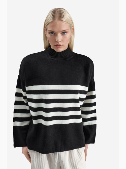 Mi moda suéter de cuello alto a rayas de gran tamaño my fashion - Kiabi