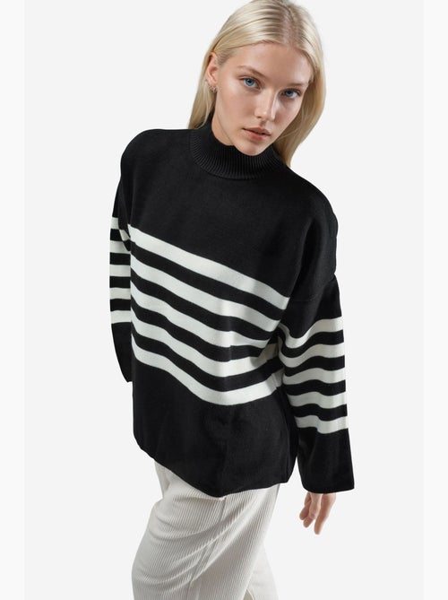 Mi moda suéter de cuello alto a rayas de gran tamaño my fashion - Kiabi
