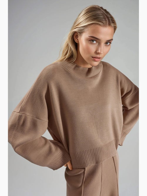 Mi moda suéter de punto acanalado con cuello alto extragrande my fashion - Kiabi