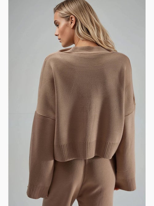 Mi moda suéter de punto acanalado con cuello alto extragrande my fashion - Kiabi