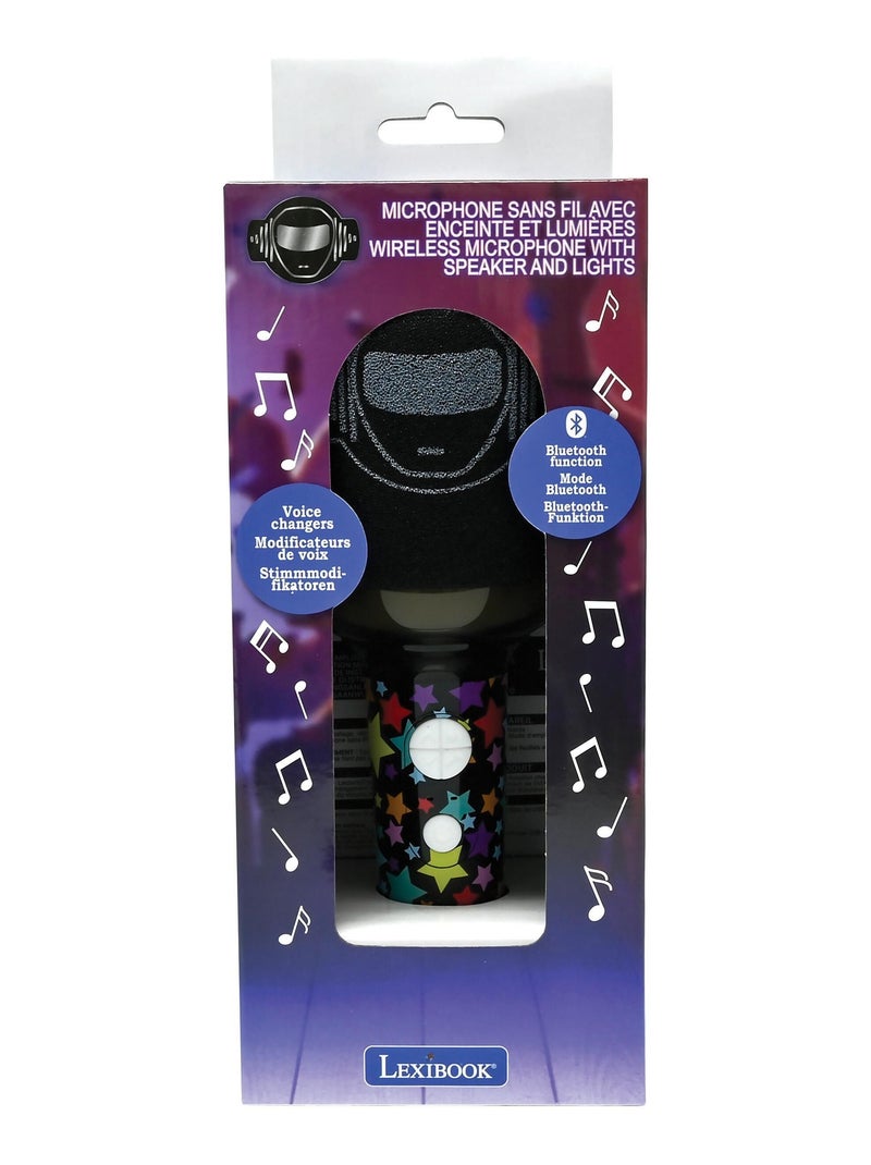 Micr?fono de karaoke Bluetooth/inal?mbrico con efectos de luz y sonido Negro - Kiabi