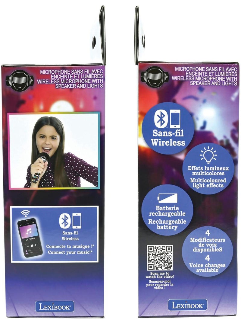 Micr?fono de karaoke Bluetooth/inal?mbrico con efectos de luz y sonido Negro - Kiabi