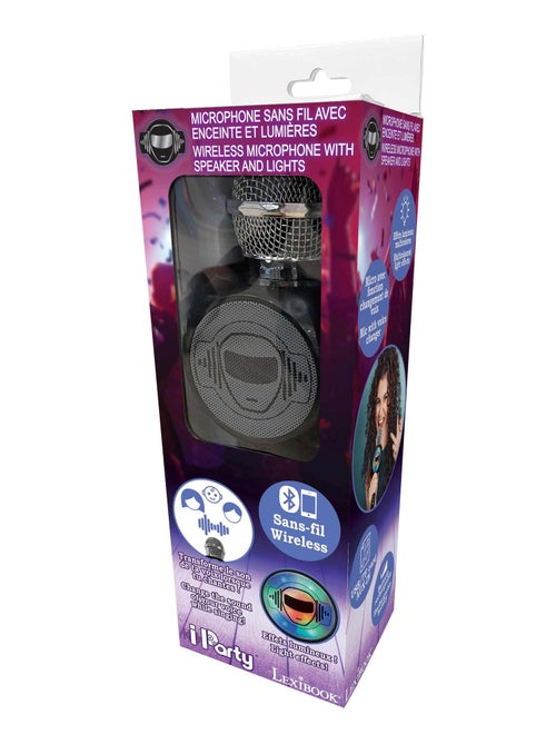 Micr?fono Karaoke iParty Bluetooth? con altavoz, luces y funci?n de cambio de voz - Kiabi