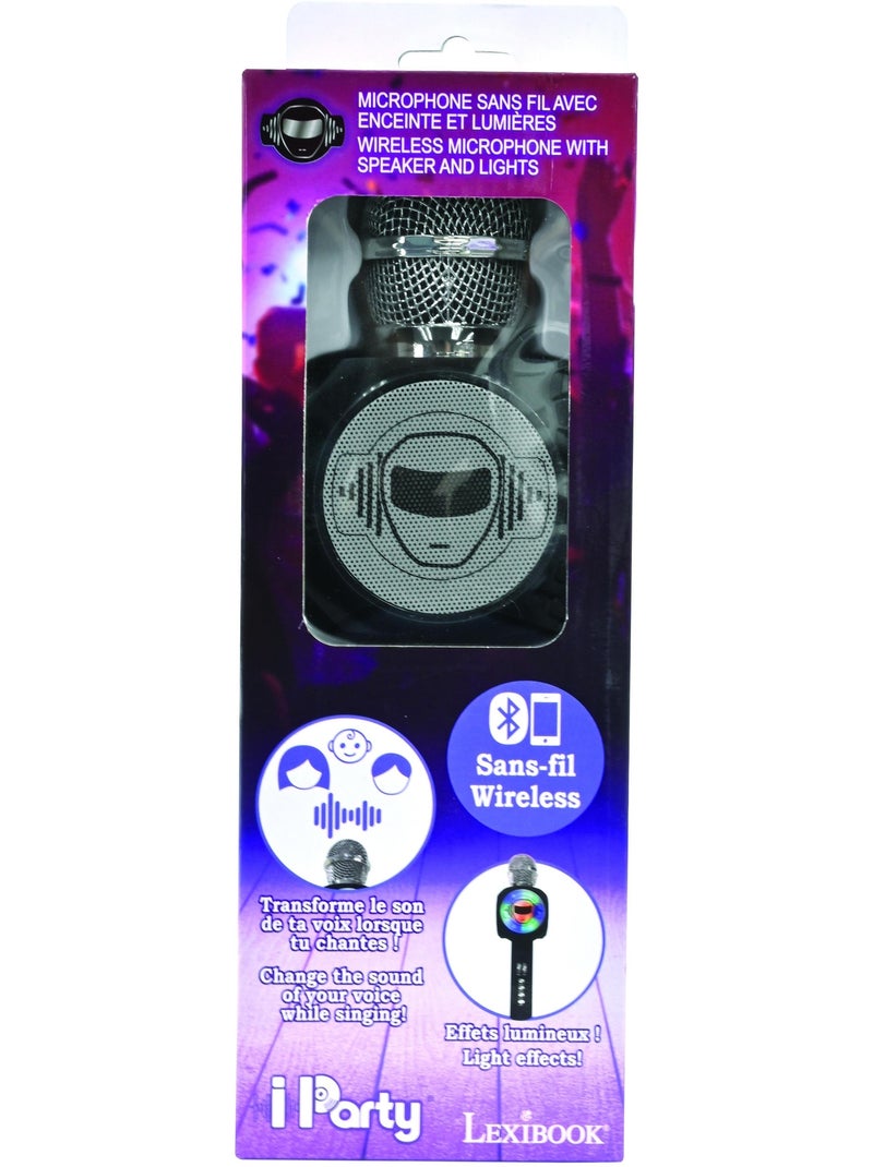 Micr?fono Karaoke iParty Bluetooth? con altavoz, luces y funci?n de cambio de voz Negro - Kiabi