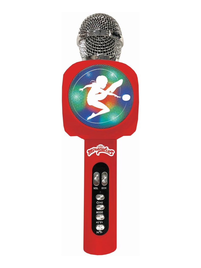 Micr?fono karaoke Miraculous Bluetooth? con altavoz, luces y funci?n de cambio de voz Rojo - Kiabi