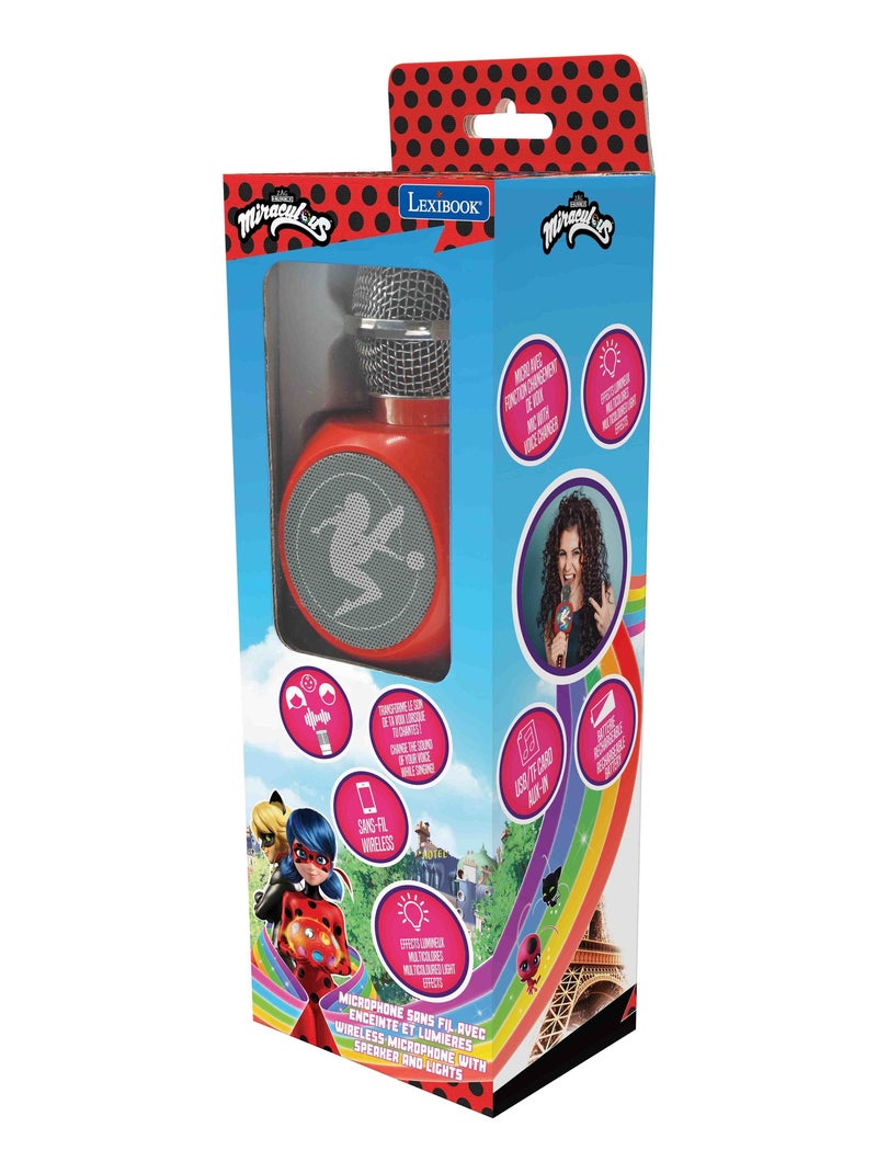 Micr?fono karaoke Miraculous Bluetooth? con altavoz, luces y funci?n de cambio de voz Rojo - Kiabi