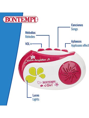 Micrófono amplificador c/luces y sonidos bontempi