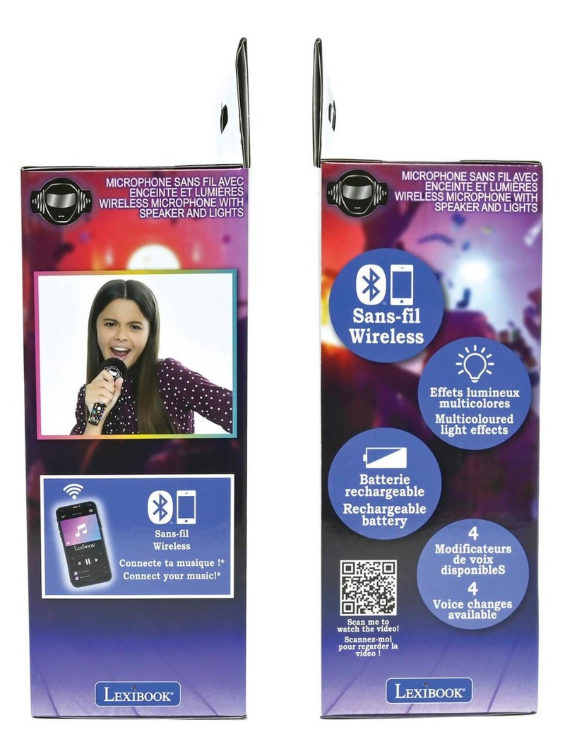 Micrófono de karaoke Bluetooth/inalámbrico con efectos de luz y sonido Negro - Kiabi
