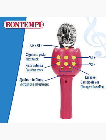 Micrófono infantil inalámbrico rosa c/altavoz bontempi