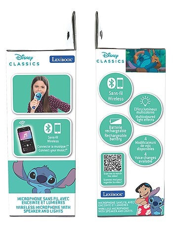 Micrófono karaoke bluetooth/inalámbrico stitch con sonido y luz
