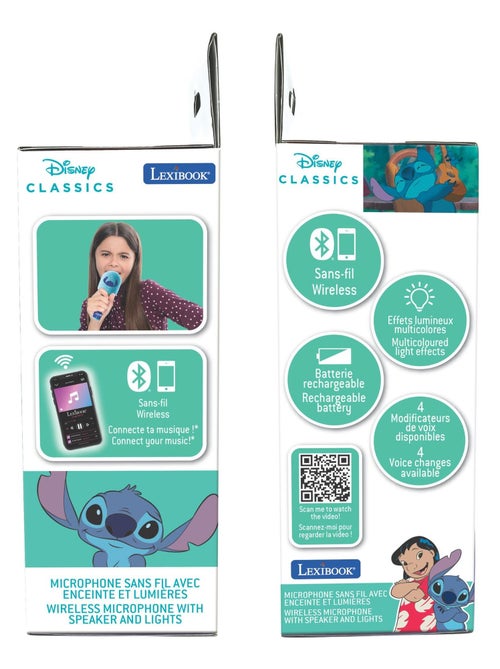 Micrófono karaoke Bluetooth/inalámbrico Stitch con sonido y luz - Kiabi