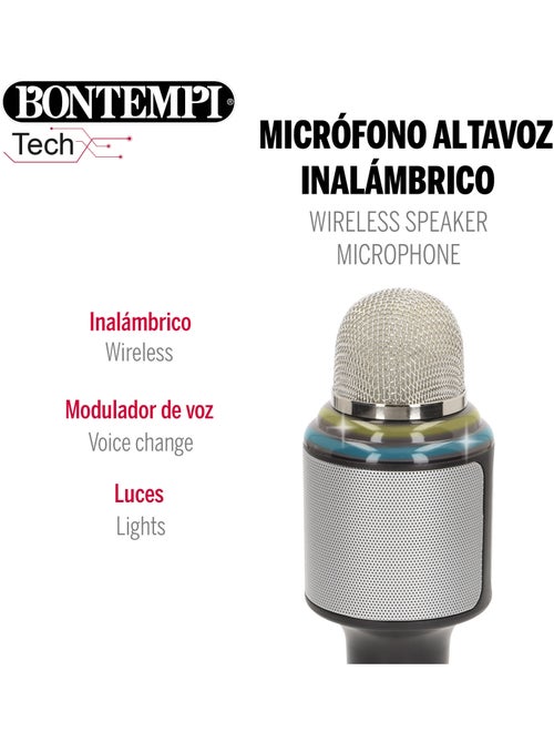 Micrófono karaoke inalámbrico con altavoz y luces bontempi - Kiabi