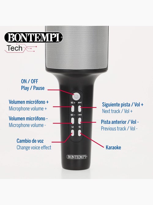 Micrófono karaoke inalámbrico con altavoz y luces bontempi - Kiabi