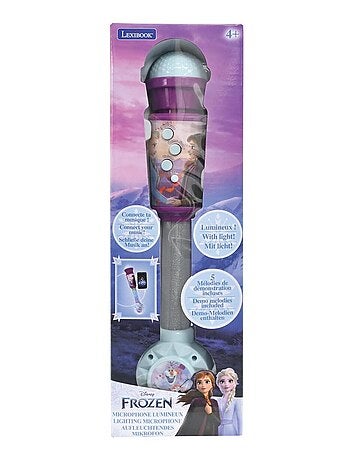 Micrófono luminoso Frozen Trendy con altavoz (entrada auxiliar), melodías y efectos de sonido