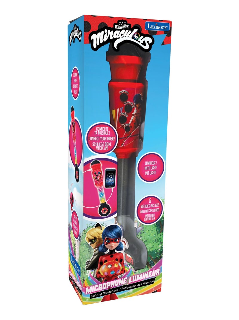 Micrófono luminoso Miraculous Trendy con altavoz (entrada auxiliar), melodías y efectos de sonido Rojo - Kiabi