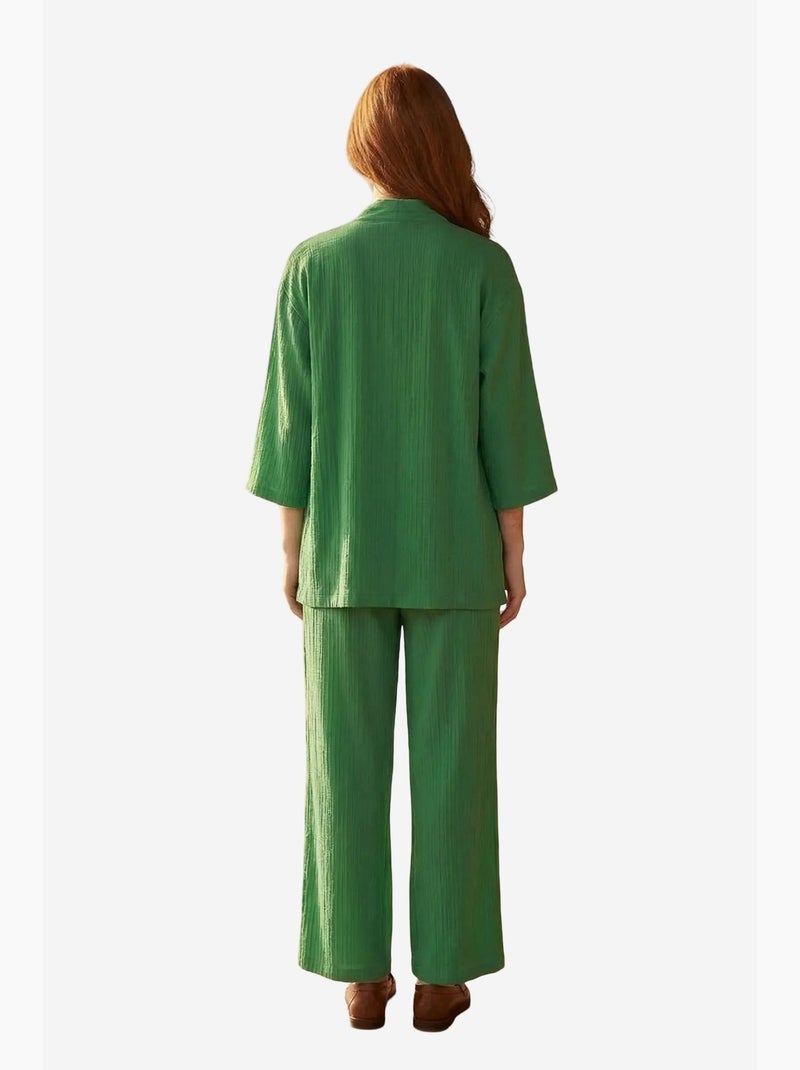 Mid waist wide leg two-piece co-ord set my fashion Verde oscuro - Kiabi