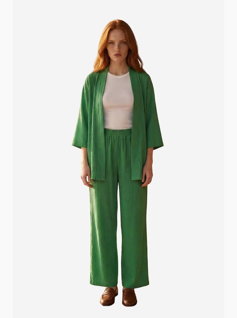Mid waist wide leg two-piece co-ord set my fashion Verde oscuro - Kiabi