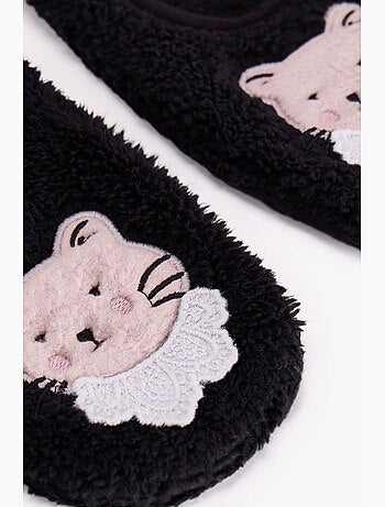 Midnight mood calcetines de casa con estampado de gato penti