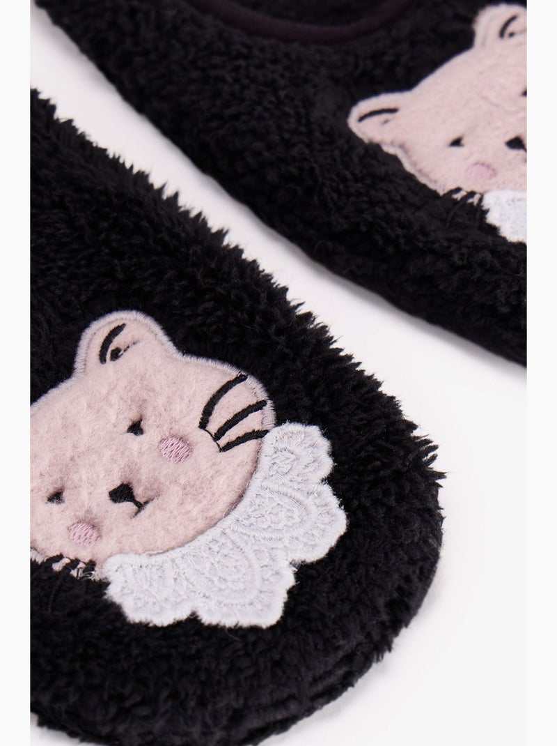 Midnight mood calcetines de casa con estampado de gato penti Negro - Kiabi