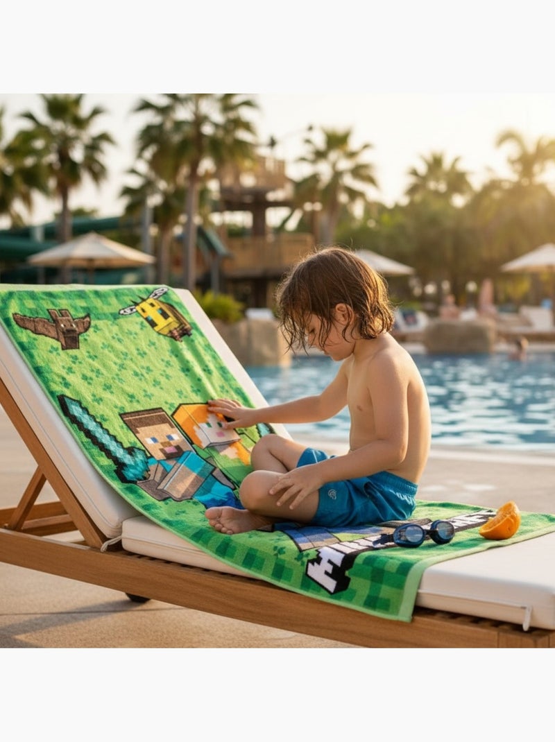 Minecraft - Toalla de playa infantil Verde - Kiabi