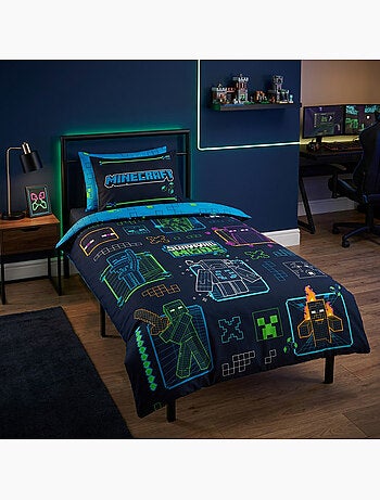 Minecraft survival mode funda nordica 140x200 cm + funda 63x63 azul