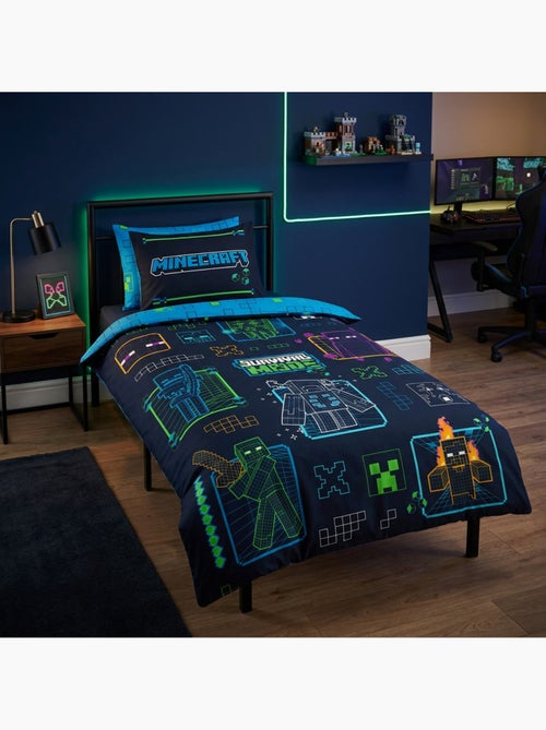 Minecraft survival mode funda nordica 140x200 cm + funda 63x63 azul - Kiabi Minecraft survival mode funda nordica 140x200 cm + funda 63x63 azul - Kiabi