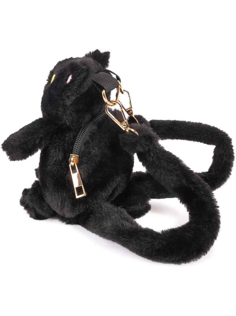 Mini mochila infantil con gato de peluche | Great Pretenders Negro - Kiabi