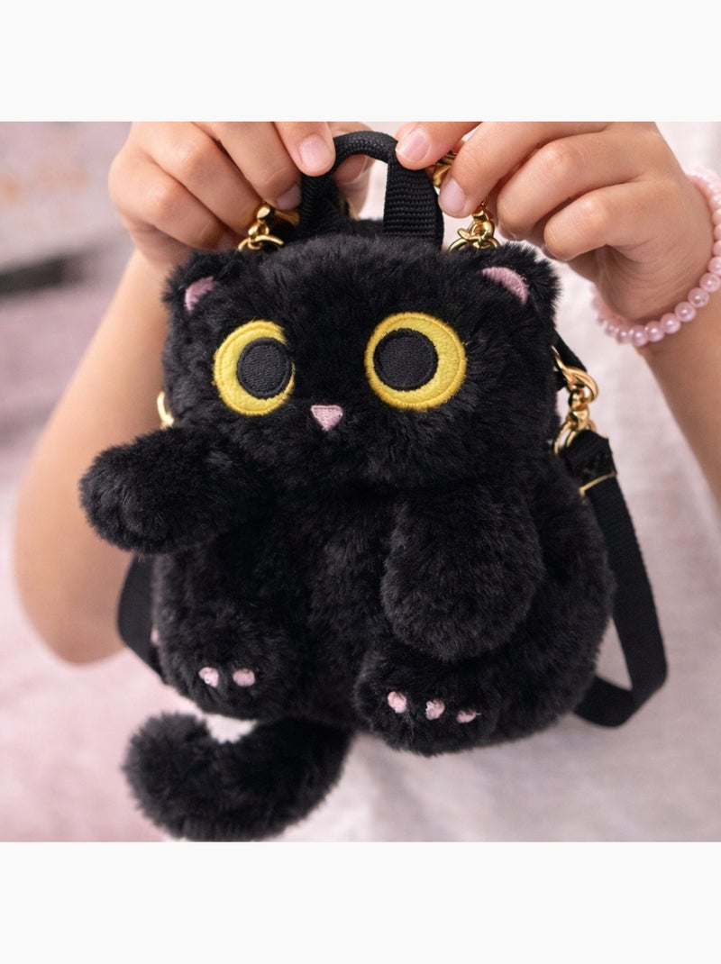 Mini mochila infantil con gato de peluche | Great Pretenders Negro - Kiabi