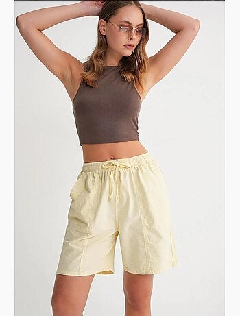 Mini shorts de algodón con cordón y cintura alta mixray