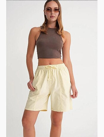 Mini shorts de algodón con cordón y cintura alta mixray