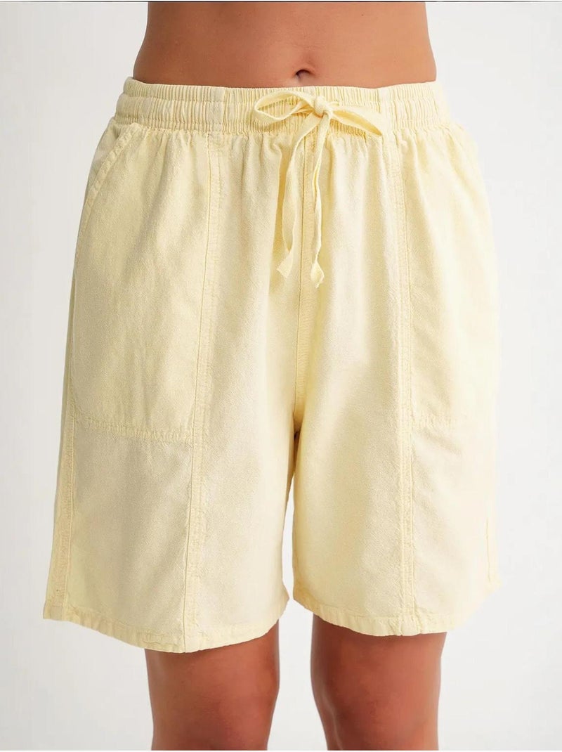 Mini shorts de algodón con cordón y cintura alta mixray Amarillo limón - Kiabi