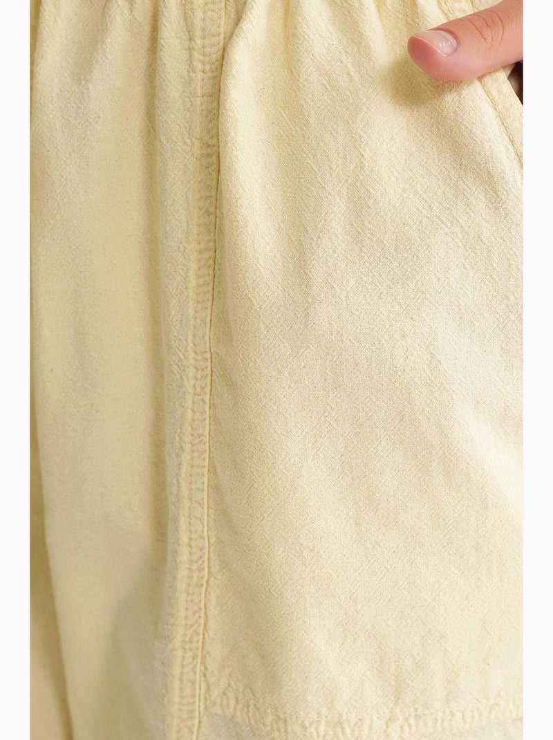 Mini shorts de algodón con cordón y cintura alta mixray Amarillo limón - Kiabi