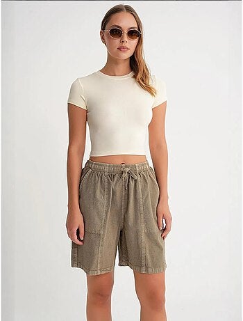 Mini shorts de algodón con cordón y cintura alta mixray