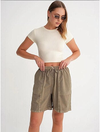 Mini shorts de algodón con cordón y cintura alta mixray