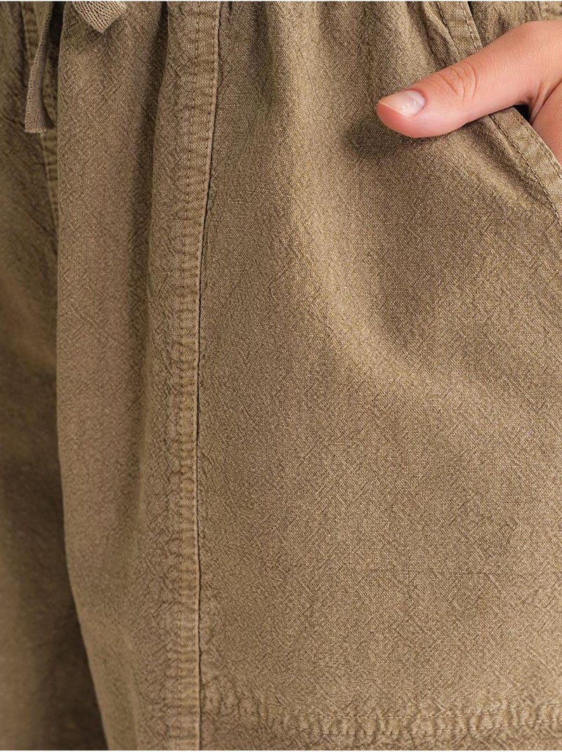 Mini shorts de algodón con cordón y cintura alta mixray Beige arcilla - Kiabi