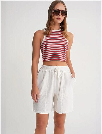 Mini shorts de algodón con cordón y cintura alta mixray