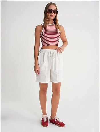 Mini shorts de algodón con cordón y cintura alta mixray