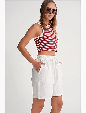 Mini shorts de algodón con cordón y cintura alta mixray