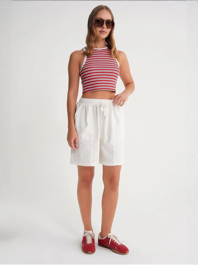 Mini shorts de algodón con cordón y cintura alta mixray Blanco - Kiabi